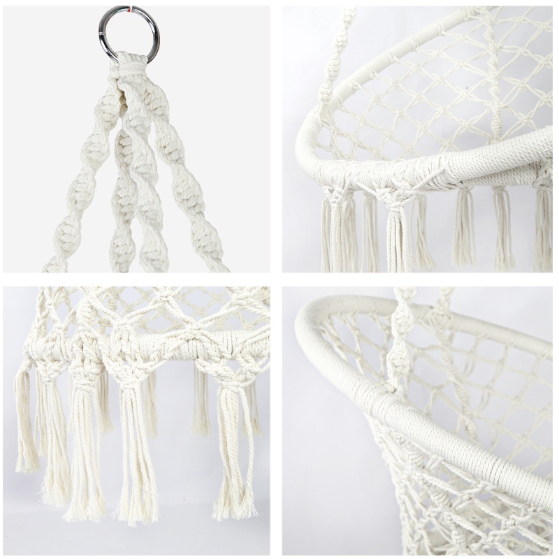 Indoor Outdoor Use Hanging Chair Macrame For Adult Or Children 100% Handmade Portable Cotton Hammock Chair