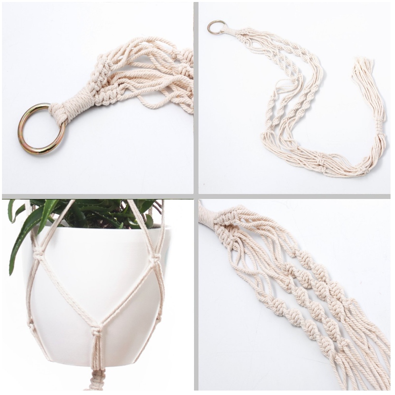 Handmade Cotton Rope Plant Hanger for Gift Round & Square Pots(Pot Not Included)