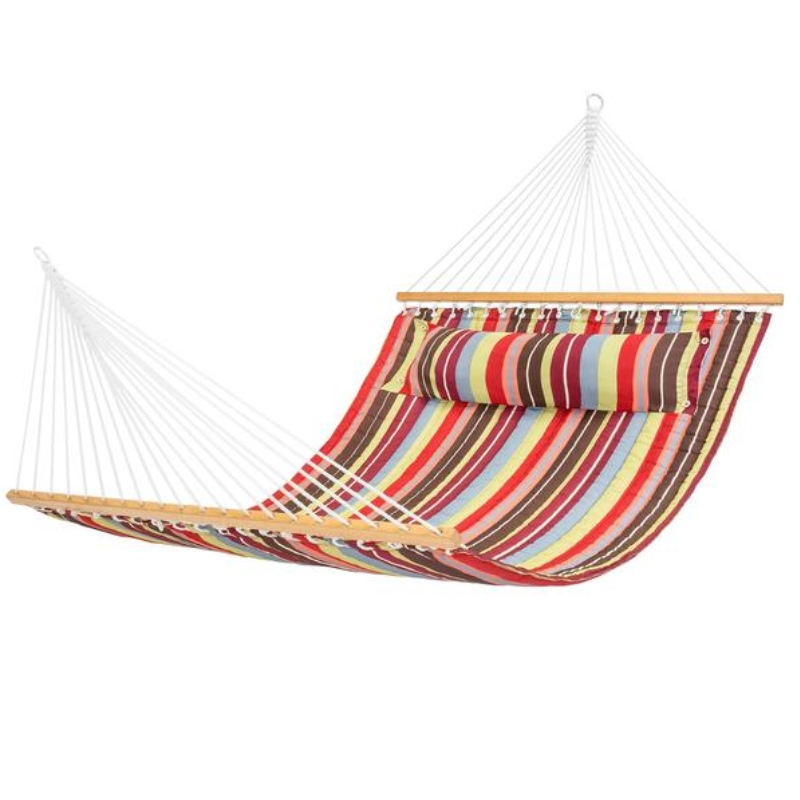 Double Layer  Brazilian Hammock with Wooden -Two Person Bed for Backyard,Porch,Outdoor and Indoor Use-Soft Woven Cotton Fabric for Supreme Comfort-Handmade