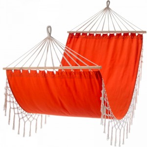 Indoor Outdoor Use Fabric Hammock Macrame- 100% Handmade Portable Cotton Hammock with Wooden Bar